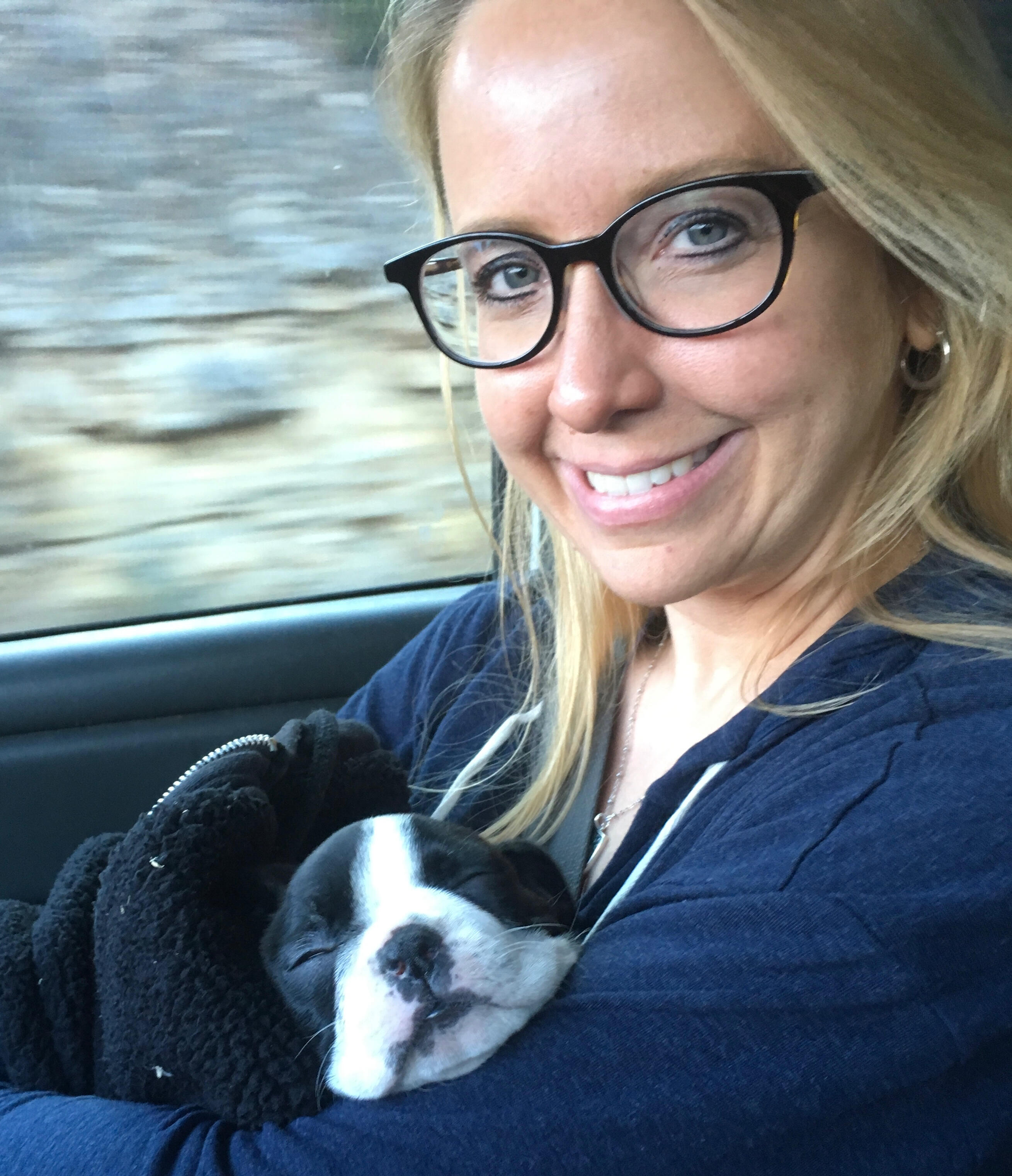 My wife Brenda and baby Lily our Boston Terrorist, excuse me, Boston Terrier.